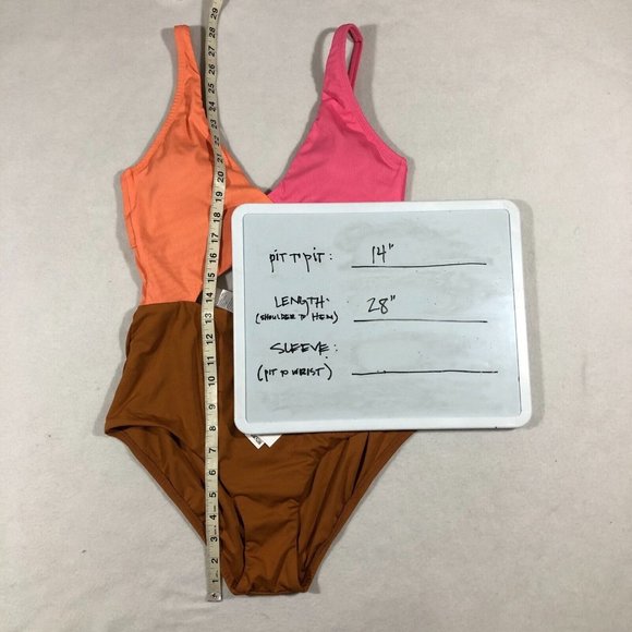 NEW Sanctuary Women Medium Color Block One Piece Swimsuit Pink Brown Orange $119 - Picture 11 of 11
